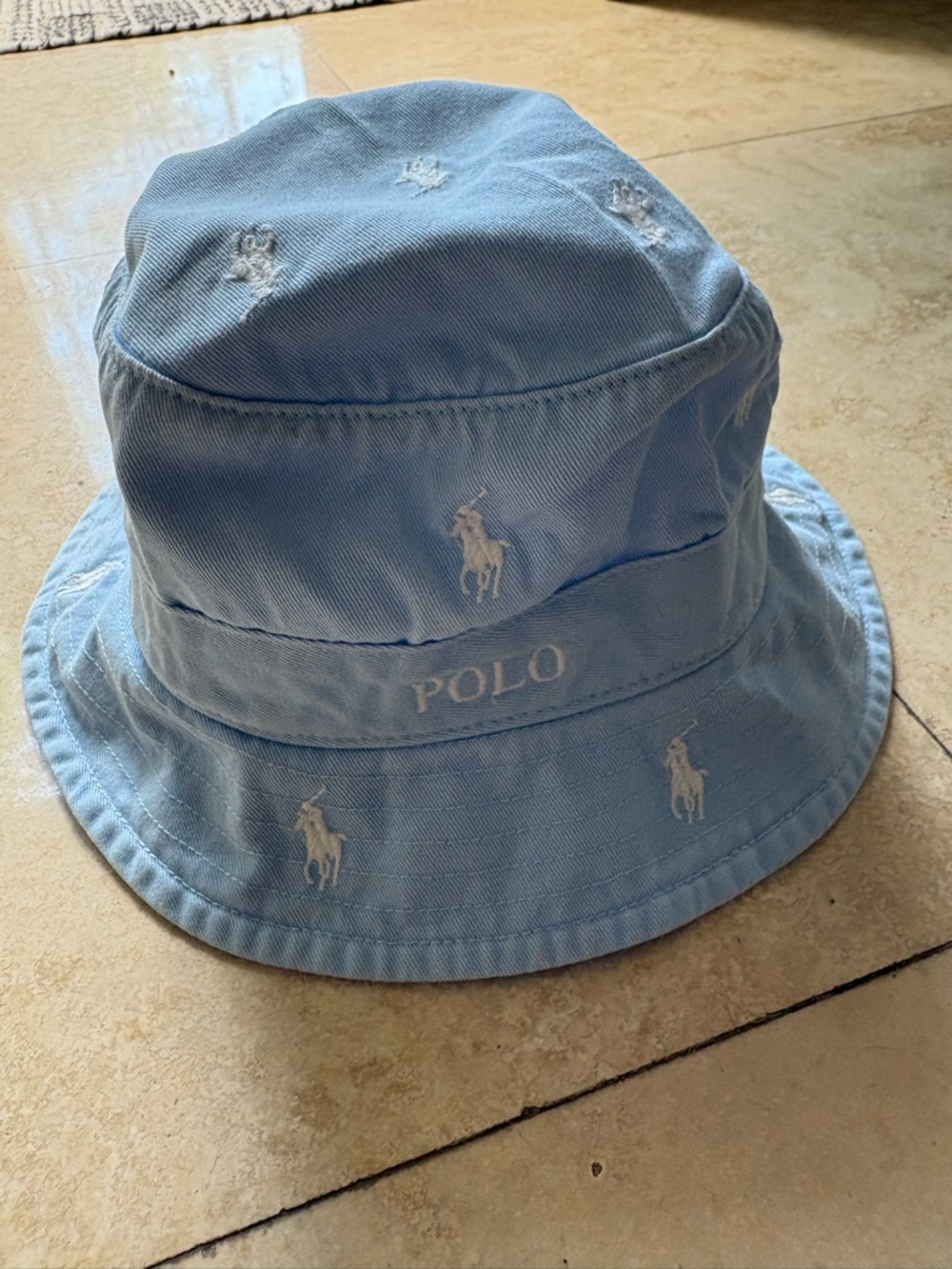 Polo by Ralph Lauren Sky Blue Embroidered Logo Bucket Hat - Picture 4 of 6